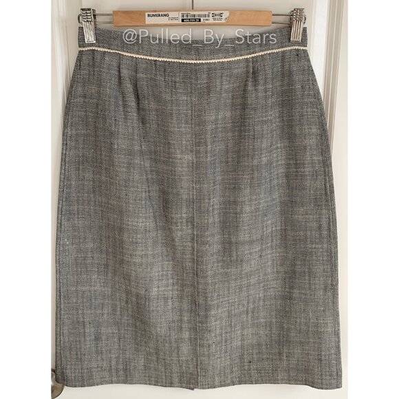 CAROLINA HERRERA Linen & Silk Blend Button-Front Pencil Skirt - EUC - Size 8 - Picture 13 of 17